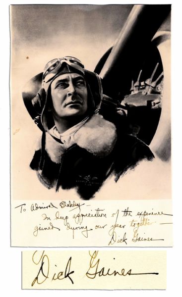 WWII Lt. Cmdr. Richard Gaines Portrait Inscribed ''To Admiral Blakely - In deep appreciation of...Dick Gaines'' -- 7.25'' x 11'' 