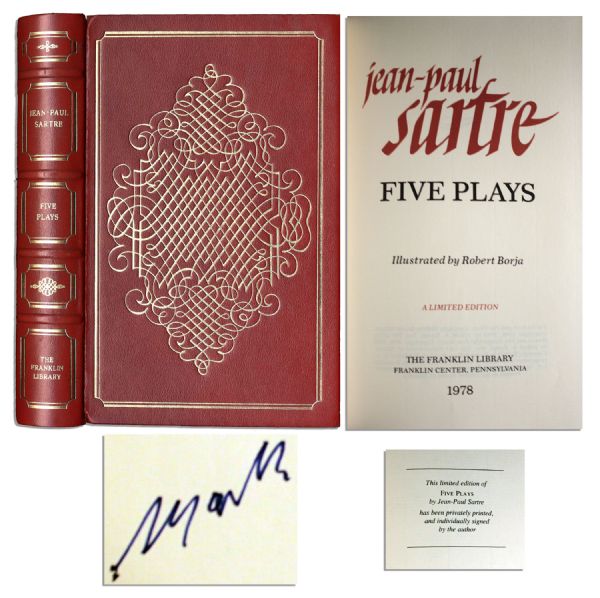 Signed 1978 Limited Edition of Jean-Paul Sartre ''Five Plays'' -- Includes His Most Well-Known Play ''No Exit''