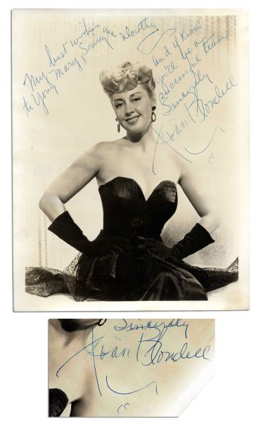 Joan Blondell 8'' x 10'' Signed Glossy -- ''My best wishes...Mary, Sonny and Dorothy...a successful team...Joan Blondell'' -- Near Fine