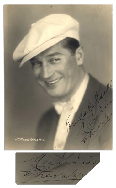 Maurice Chevalier 6.25'' x 8.5'' Signed Photo -- ''For Miss Mae Maccarthy / Maurice Chevalier'' -- Matte Photo Is Near Fine