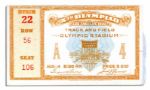 Ticket to Track & Field at the 1932 X Olympics in Los Angeles -- Measures 4.5 x 2.5 -- Near Fine