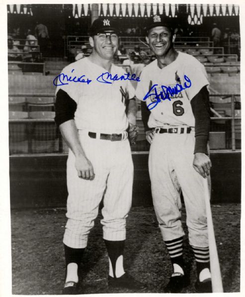 Mickey Mantle & Stan Musial Signed 8'' x 10'' Glossy Photo -- Near Fine -- With JSA COA