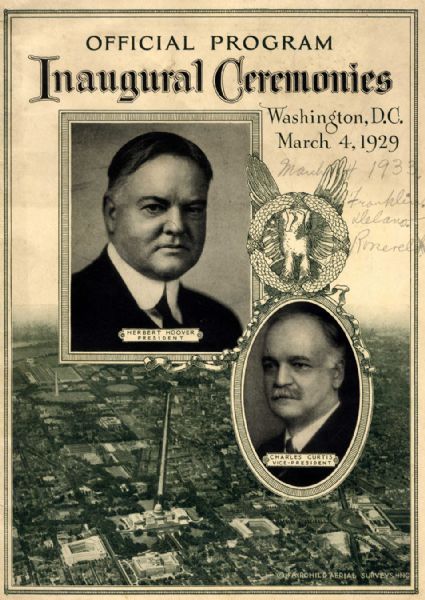 1929 Hoover Inaugural Program -- 37pp. -- 7.75'' x 10.75'' -- Light Creasing, Otherwise Very Good