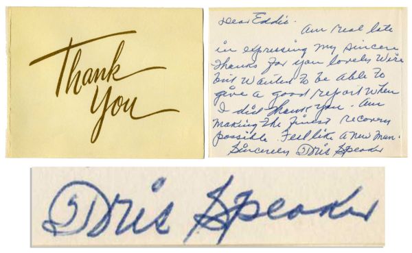 Tris Speaker Autograph Letter Signed -- ''...Feel like a new man...''