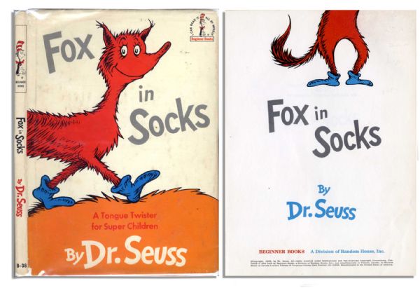 Dr. Seuss ''Fox in Socks'' First Edition, First Printing in Dustjacket -- Near Fine