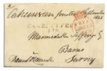 Irish Reformer Daniel OConnell Free Frank Signed -- From His Hometown Caherciveen -- 4.75 x 3 -- Dampstaining