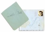 Lucille Ball Signature on 4.75 x 4 Album Page -- Lucille Ball -- Desi Arnaz Signature on 5.5 x 4.5 Page -- Desi Arnaz -- Very Good