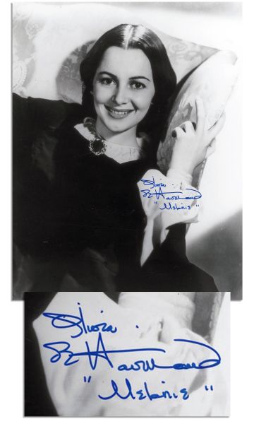 Olivia de Havilland as Melanie Signed 11'' x 14'' Glossy Photo -- ''Olivia de Havilland 'Melanie''' -- Fine