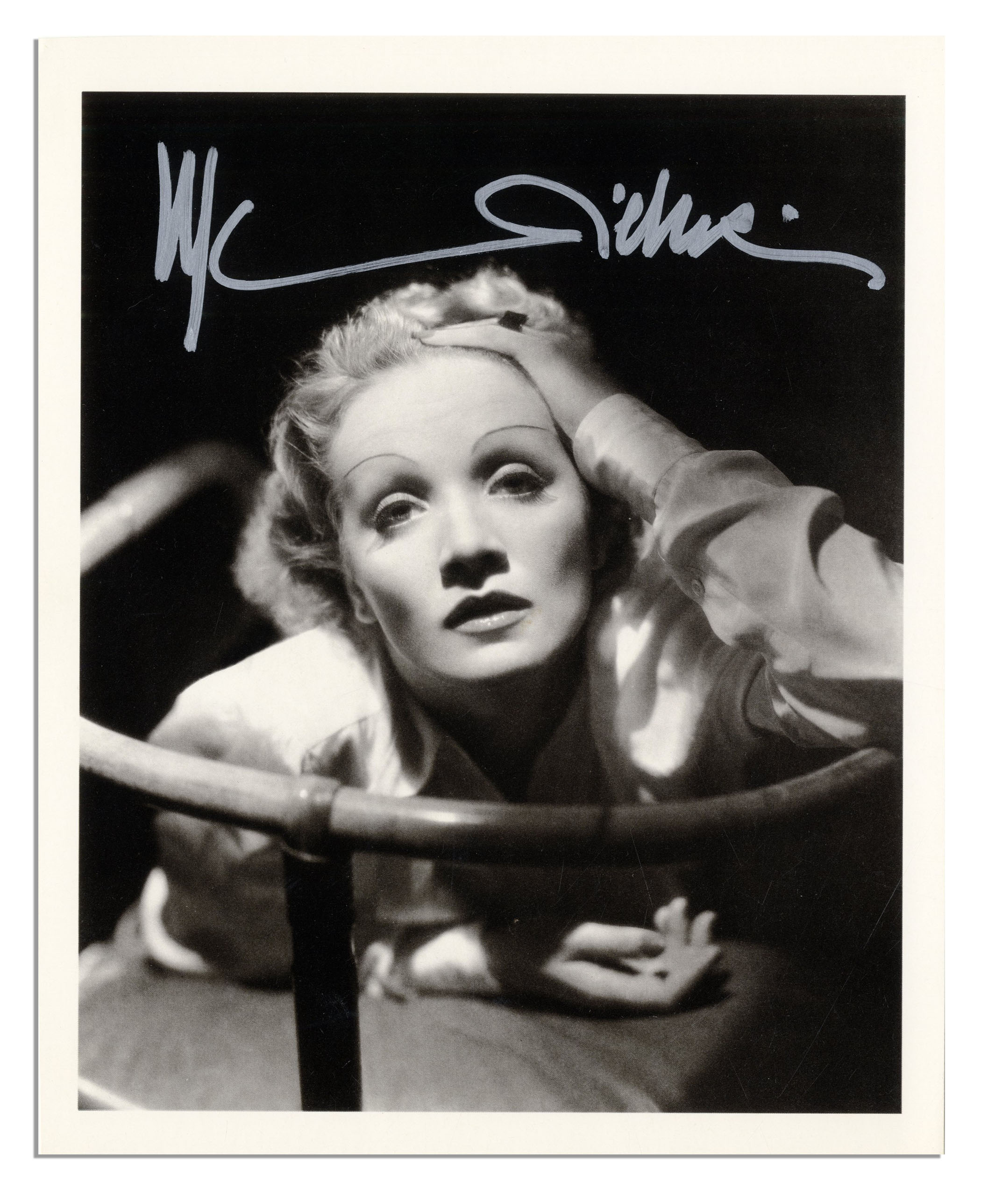 Marlene Dietrich signed photo print 