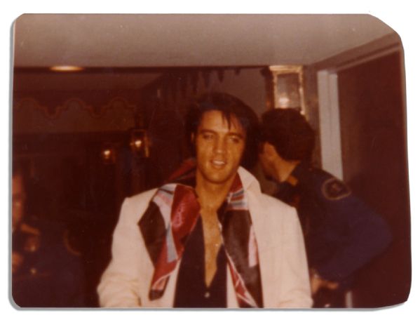 Photo of a Relaxed Elvis Presley Smiling Into the Camera -- Satin Finish Photo Trimmed to 4.5'' x 3.5'' -- Printed February 1979 -- Very Good
