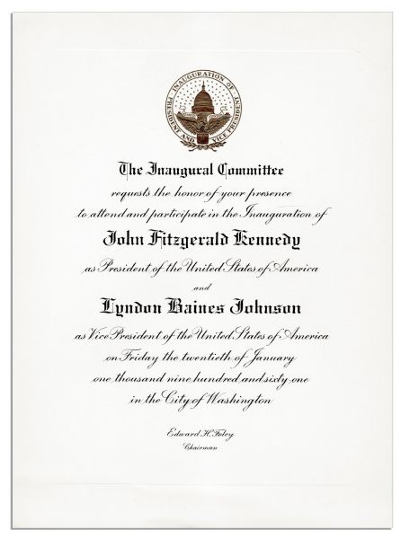 John F. Kennedy Inauguration Invitation