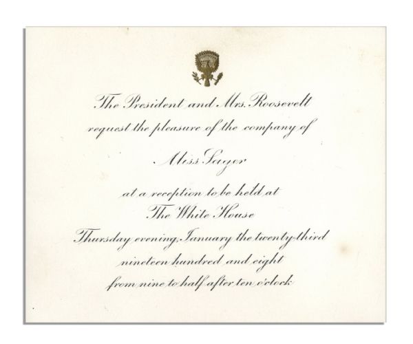 Teddy Roosevelt 1908 White House Invitation