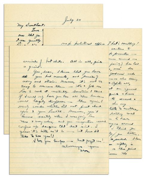 Dwight Eisenhower WWII 3pp. Autograph Letter Signed -- ''...I was greatly amused by your description of Giraud's call...At least no crack-brain has yet started running me for political office...''