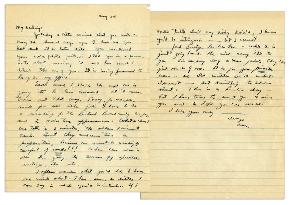 Dwight Eisenhower WWII Autograph Letter Signed -- ''...one must be exceedingly careful of words!!! When this war is over I'm going to swear off speeches, writings, etc...''