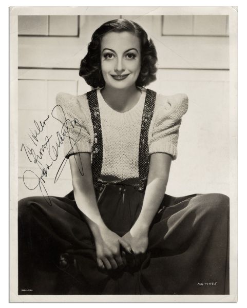 Joan Crawford Signed & Inscribed 10'' x 13'' Black and White Glossy Photo -- ''To Helen From Joan Crawford'' -- Very Good Condition