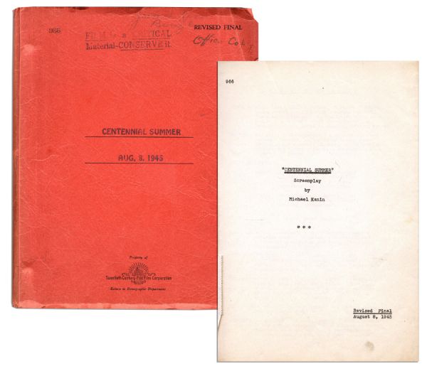Hollywood Composer Jerome Kern Personally Owned Script From The Musical ''Centennial Summer'' -- For Which He Was Nominated an Academy Award in 1946 Posthumously