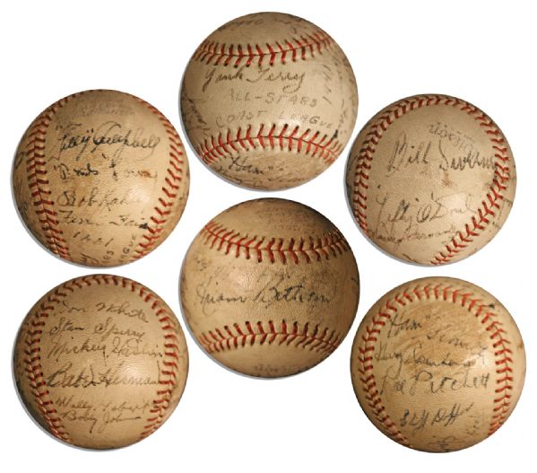 Scarce 1941 Pacific Coast League All-Stars Signed Baseball -- 20 Signatures Including Lefty O'Doul -- From The Personal Estate of Larry Jansen