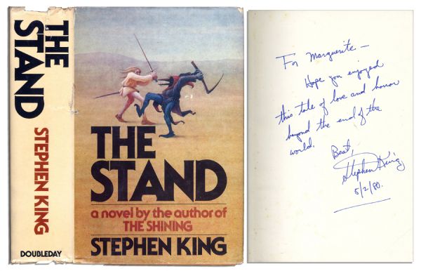Stephen King's Acclaimed Epic, ''The Stand'' Signed -- With His Autograph Inscription Describing The Book as a ''...tale of love and honor beyond the end of the world...'' -- Dated 1980