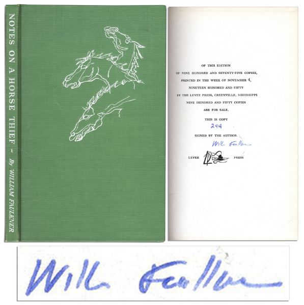 William Faulkner's ''Notes on a Horse Thief'' First Edition Novella Signed