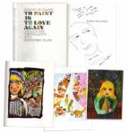 Henry Miller Twice-Signed Book To Paint is to Love Again -- Also With a Hand-Drawn Self-Portrait Sketch by Miller -- Fine