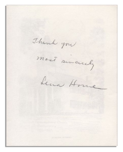 Lena Horne Signed Card