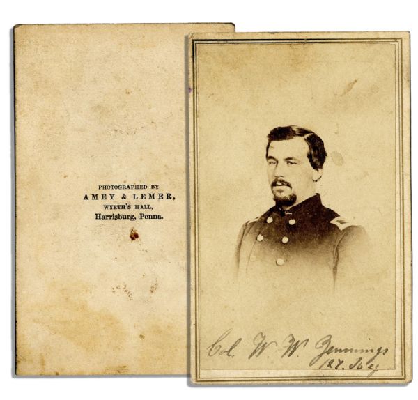 Civil War Colonel William Jennings Signed CDV Photo -- 127th Pennsylvania Infantry

