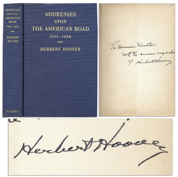 Herbert Hoover Signed ''Addresses Upon The American Road'' First Edition