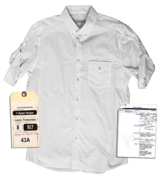 Justin Timberlake Screen-Worn Shirt From His 2011 Romantic Comedy ''Friends With Benefits'' -- With Wardrobe Tags