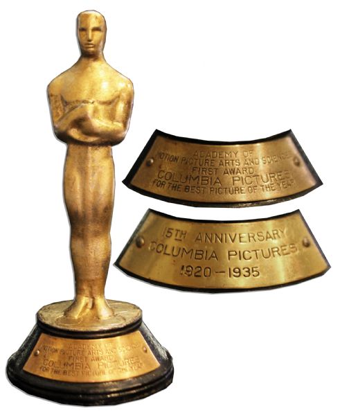 Columbia Mini-Oscar From the 15th Anniversary of Columbia Pictures in 1935 -- The Year the Studio's Hit Film ''It Happened One Night'' Took 4 of The Top Categories at The Academy Awards