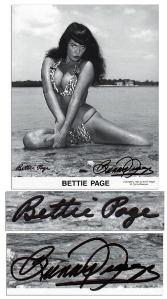 Bettie Page Signed 8'' x 10'' Photo -- Also Signed by Photographer Bunny Yeager