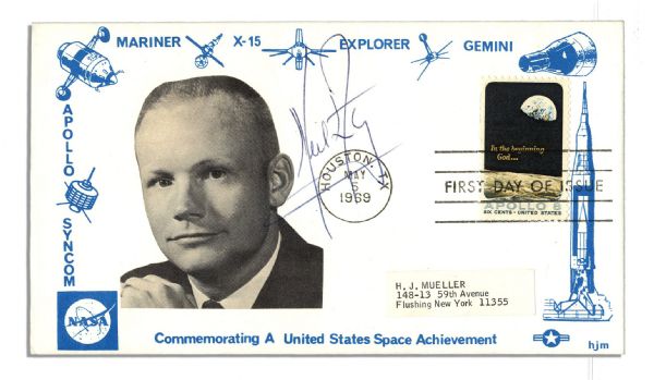 Neil Armstrong Signed 1969 Cover With Apollo 8 Stamp -- With PSA/DNA COA