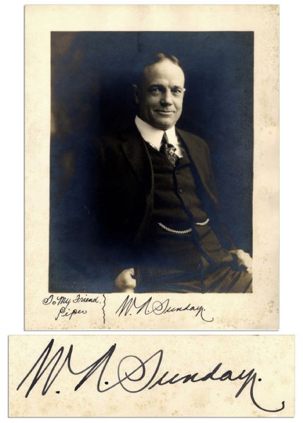 Early 20th Century Evangelist Billy Sunday Signed 9.5'' x 11.75'' Photo