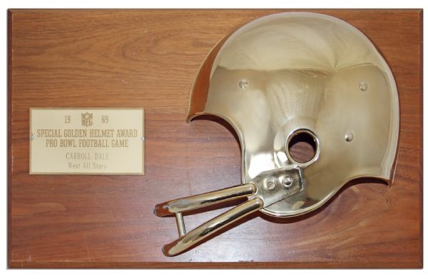 Green Bay Packers Wide Receiver Carroll Dale's 1969 Pro Bowl Golden Helmet Award -- As a ''West'' Team All Star