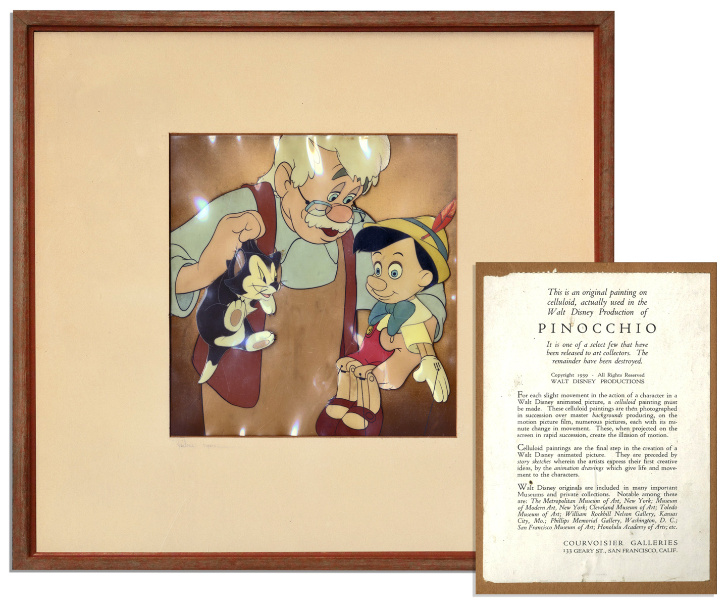 Walt Disney Pinocchio Cel Animation Art Sells for $8,908 at   | Hollywood Memorabilia, Fine Autographs, & Consignments  Blog