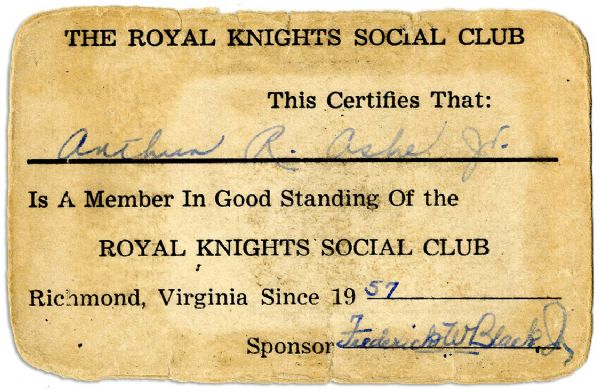 Arthur Ashe Royal Knights Social Club Card