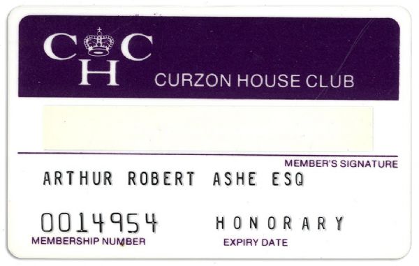 Arthur Ashe Curzon House Club Card