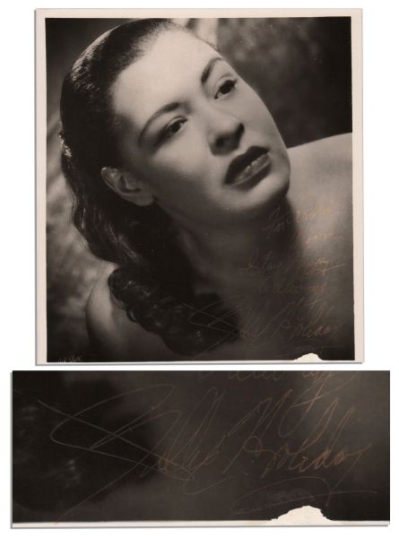 Special Billie Holiday Signed Photo Inscribed in Her Hand to Boxing Champion Archie Moore
