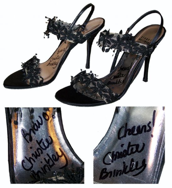 Christie Brinkley Worn & Signed High Heels -- Both Shoes Are Signed