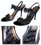 Christie Brinkley Worn & Signed High Heels -- Both Shoes Are Signed