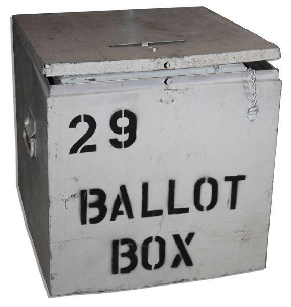 Rare Palm Beach, FL 2000 Election Ballot Box -- Approximately 14.5'' x 14.5'' x 18'', Weighs Almost 20 Pounds -- Numbered Box