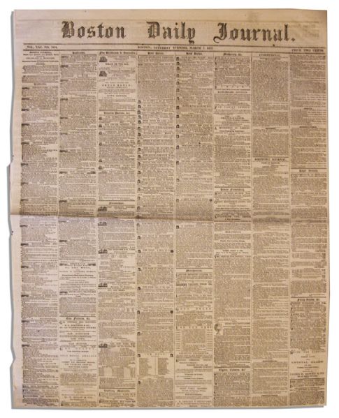 ''Boston Daily Journal'' -- The Dred Scott Decision -- Dated 7 March 1857 -- Very Good Condition