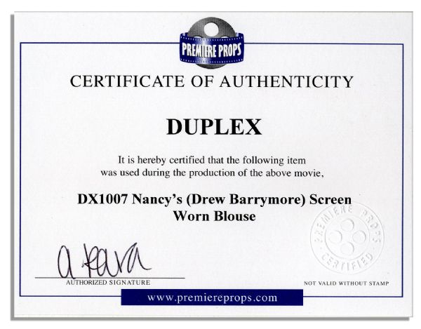 Drew Barrymore Screen-Worn Wardrobe From the Black Comedy ''Duplex''