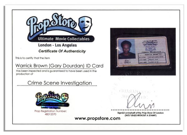 ID Prop Card Used in Production of 2012's Most Watched Television Show in the World, ''CSI: Crime Scene Investigation''