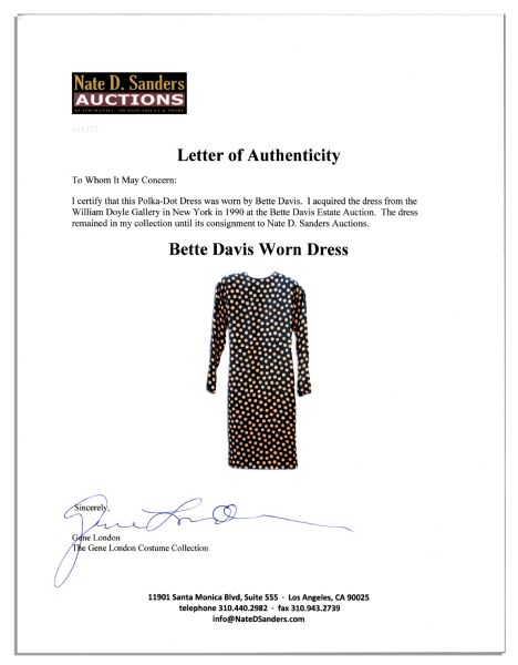 Hollywood Legend Bette Davis Worn Polka-Dot Dress