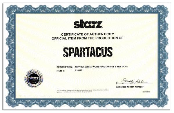 Tom Hobbs Screen-Worn Costume From Season Two of the Hit Starz Series, ''Spartacus'' -- With a COA From Starz