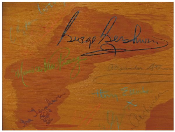 George & Ira Gershwin Signed Set of Wooden Bar Trays -- Also With Signatures of ''Porgy & Bess'' Lyricist DuBose Heyward, Conductor Alexander Smallens & Other 1935 Broadway Notables