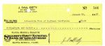 Great American Industrialist John Paul Getty Signed Check -- 7 x 3 -- Fine