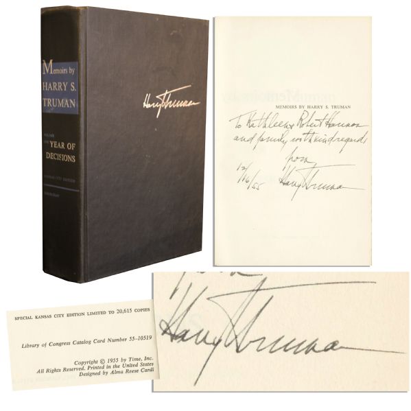 Harry Truman Signed ''Memoirs: Year of Decisions''