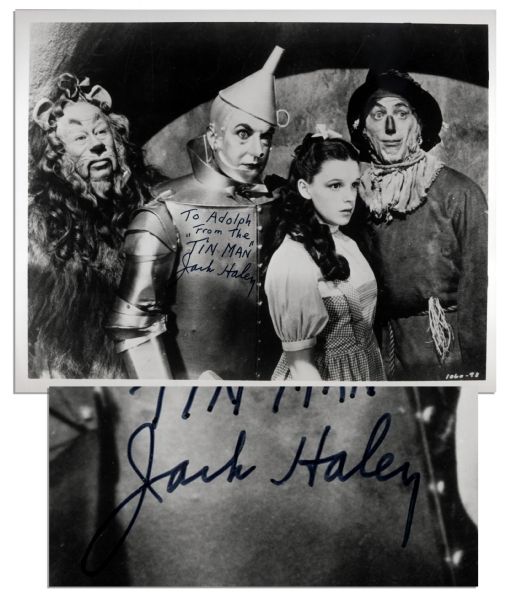 Jack Haley Signs & Inscribes a 10'' x 8'' ''Wizard of Oz'' Glossy Photo -- ''To Adolph From The 'Tin Man' Jack Haley'' -- Near Fine