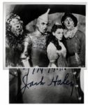 Jack Haley Signs & Inscribes a 10 x 8 Wizard of Oz Glossy Photo -- To Adolph From The Tin Man Jack Haley -- Near Fine